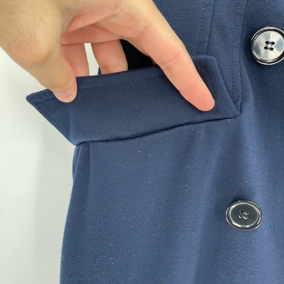 David Meister Navy Blue Retro Double Button Sheath Polyester Rayon Dress 6 - Picture 11 of 16